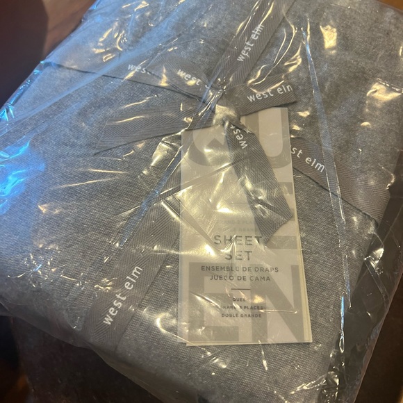 WEST ELM LINENS: Brand new, unopened Queen, Heather Slate Grey Flannel Sheet set - Picture 2 of 4
